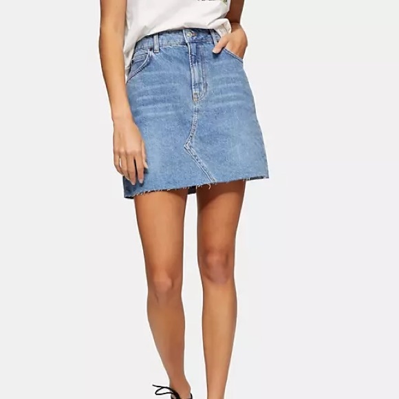 Mid Wash Topshop Light Blue Denim 90's Miniskirt - Picture 3 of 3